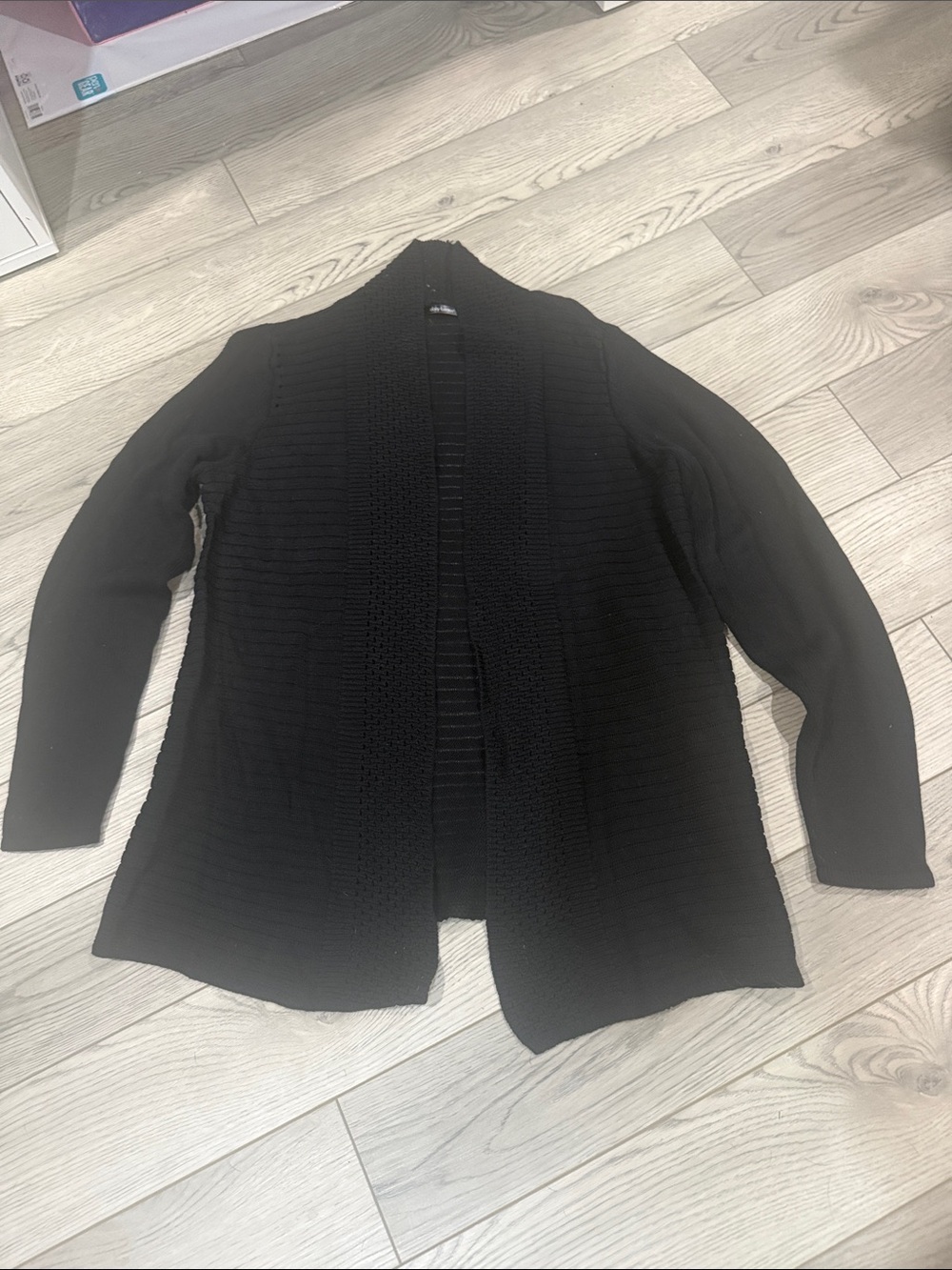 Daisy Fuentes Black Open-Front Knit Cardigan